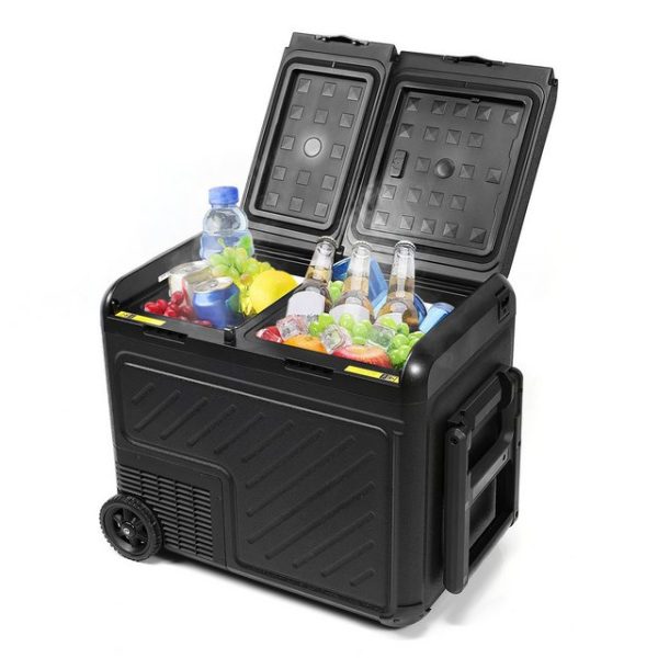 CLEESINk Kühlbox Kompressor kühlbox auto 45L 12V/240V tragbare Kühlschrank mit Rollen