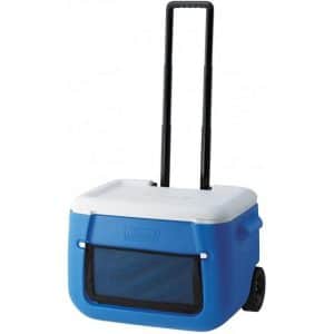 COLEMAN Trolley-Kühlbox 50QT Poly-lite Wheeled Mesh 46 L - Kühlbox - blau/weiß