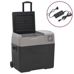 vidaXL Kühlbox Kompressor Kühlbox mit Rollen und Adapter Schwarz Grau 30 L Camping V