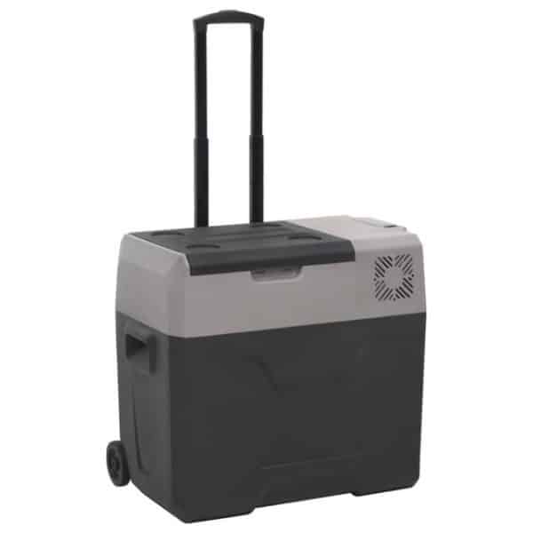 vidaXL Kühlbox Kompressor Kühlbox mit Rollen und Griff Schwarz Grau 50 L Camping Van