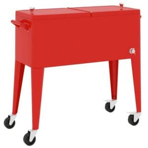 vidaXL Kühlbox Kühlwagen mit Rollen Rot 92x43x89 cm Servierwagen Kühlbox