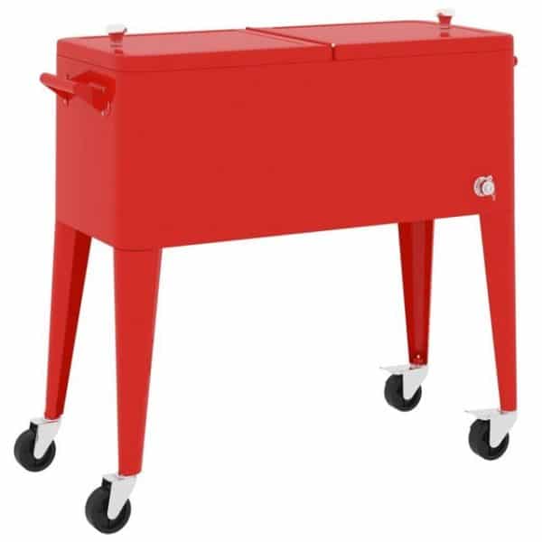 vidaXL Kühlbox Kühlwagen mit Rollen Rot 92x43x89 cm Servierwagen Kühlbox